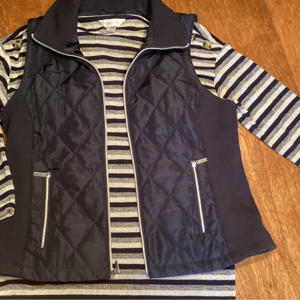 Navy Quilted Vest with Striped Top - 2 for the price of one!